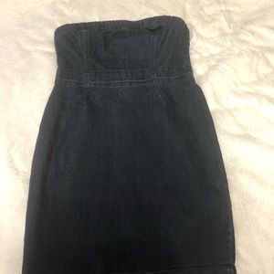 Worn once - dark denim blue strapless mini dress